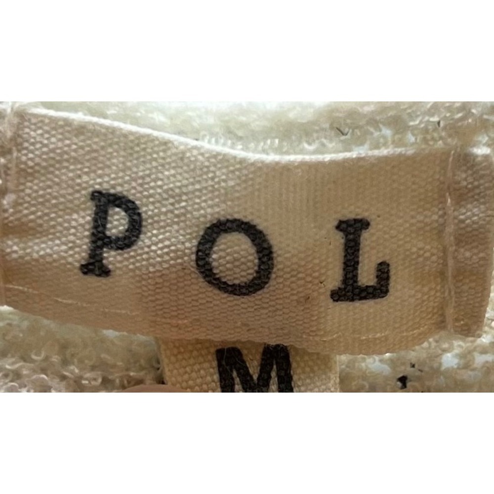 POL Open Front Crocheted Women's Duster Cardigan Size Medium Ivory Gray Chevron - Picture 5 of 6